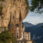 Church Madonna della Corona, a pilgrims church, built in the rocks, 773 m over sea level, region Veneto, Italy
